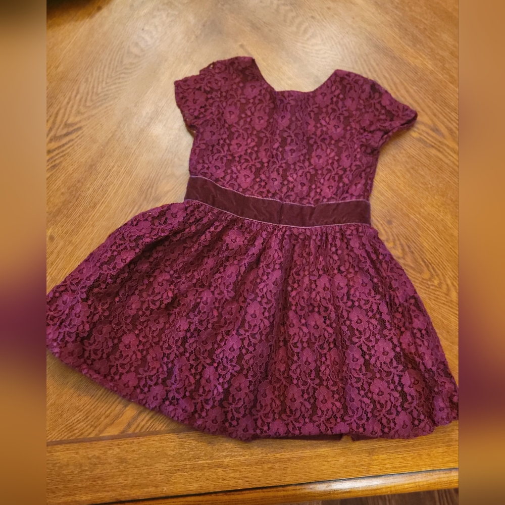 Carter's burgundy flower lace dress
